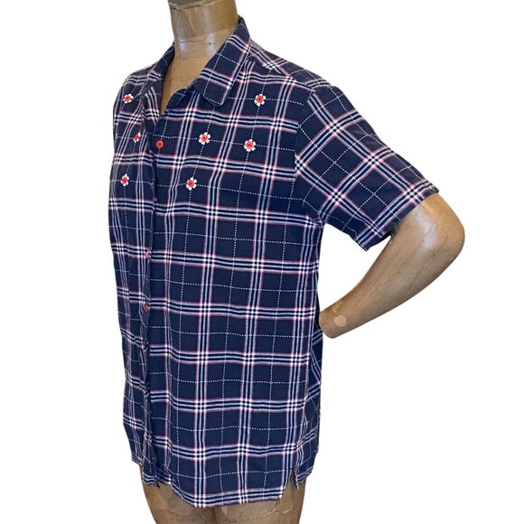 Bobbie Brooks Cotton Short Sleeve Embroidered Button-Front Shirt L 12-14 # 228L - Picture 3 of 7